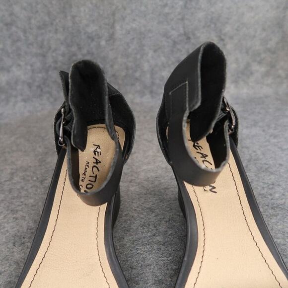 Kenneth Cole Shoes Womens 6 Sandal Wedge Pump Ankle Strap Fashion Reaction Black - Picture 13 of 14